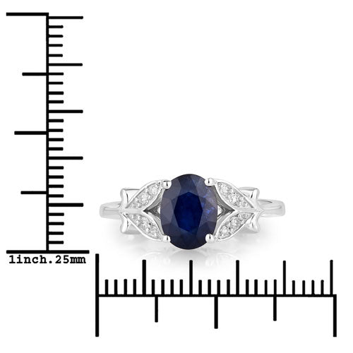 Bids.com 1.62 Carat Genuine Blue Sapphire and White Diamond 14K White Gold Ring Rings White Smoke size 6.00,size 7.00,size 8.00
