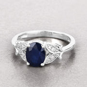 Bids.com 1.62 Carat Genuine Blue Sapphire and White Diamond 14K White Gold Ring Rings Gray size 6.00,size 7.00,size 8.00