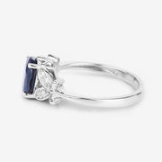 Bids.com 1.62 Carat Genuine Blue Sapphire and White Diamond 14K White Gold Ring Rings White Smoke size 6.00,size 7.00,size 8.00