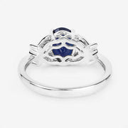Bids.com 1.62 Carat Genuine Blue Sapphire and White Diamond 14K White Gold Ring Rings White Smoke size 6.00,size 7.00,size 8.00
