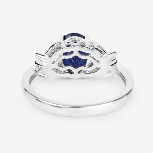 Bids.com 1.62 Carat Genuine Blue Sapphire and White Diamond 14K White Gold Ring Rings White Smoke size 6.00,size 7.00,size 8.00