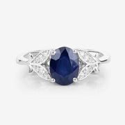Bids.com 1.62 Carat Genuine Blue Sapphire and White Diamond 14K White Gold Ring Rings Lavender size 6.00,size 7.00,size 8.00
