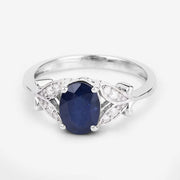 Bids.com 1.62 Carat Genuine Blue Sapphire and White Diamond 14K White Gold Ring Rings Lavender size 6.00,size 7.00,size 8.00