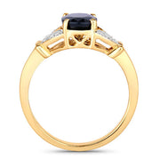 Bids.com 1.62 Carat Genuine Blue Sapphire and White Diamond 14K Yellow Gold Ring Rings White Smoke size 6.00,size 7.00,size 8.00