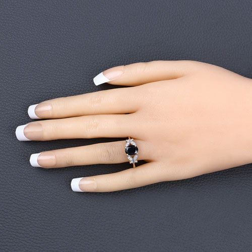 Bids.com 1.62 Carat Genuine Blue Sapphire and White Diamond 14K Yellow Gold Ring Rings Peach Puff size 6.00,size 7.00,size 8.00