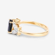 Bids.com 1.62 Carat Genuine Blue Sapphire and White Diamond 14K Yellow Gold Ring Rings White Smoke size 6.00,size 7.00,size 8.00