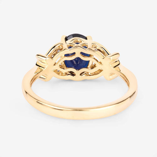 Bids.com 1.62 Carat Genuine Blue Sapphire and White Diamond 14K Yellow Gold Ring Rings White Smoke size 6.00,size 7.00,size 8.00