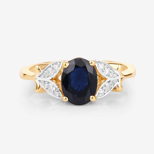 Bids.com 1.62 Carat Genuine Blue Sapphire and White Diamond 14K Yellow Gold Ring Rings Lavender size 6.00,size 7.00,size 8.00