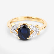 Bids.com 1.62 Carat Genuine Blue Sapphire and White Diamond 14K Yellow Gold Ring Rings White Smoke size 6.00,size 7.00,size 8.00
