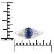 Bids.com 1.73 Carat Genuine Blue Sapphire and White Diamond 14K White Gold Ring Rings White Smoke size 6.00,size 7.00,size 8.00