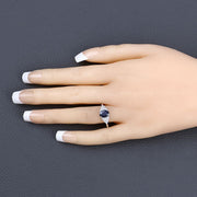 Bids.com 1.73 Carat Genuine Blue Sapphire and White Diamond 14K White Gold Ring Rings Peach Puff size 6.00,size 7.00,size 8.00
