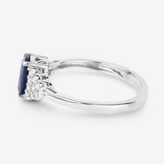 Bids.com 1.73 Carat Genuine Blue Sapphire and White Diamond 14K White Gold Ring Rings White Smoke size 6.00,size 7.00,size 8.00