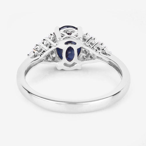 Bids.com 1.73 Carat Genuine Blue Sapphire and White Diamond 14K White Gold Ring Rings White Smoke size 6.00,size 7.00,size 8.00