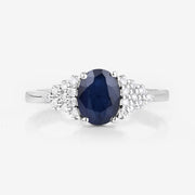 Bids.com 1.73 Carat Genuine Blue Sapphire and White Diamond 14K White Gold Ring Rings White Smoke size 6.00,size 7.00,size 8.00