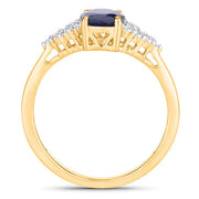 Bids.com 1.73 Carat Genuine Blue Sapphire and White Diamond 14K Yellow Gold Ring Rings White Smoke size 6.00,size 7.00,size 8.00