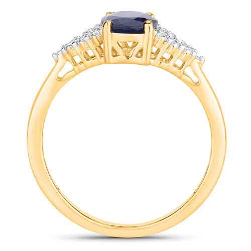 Bids.com 1.73 Carat Genuine Blue Sapphire and White Diamond 14K Yellow Gold Ring Rings White Smoke size 6.00,size 7.00,size 8.00