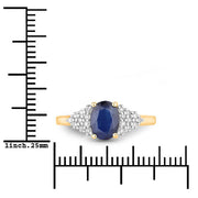 Bids.com 1.73 Carat Genuine Blue Sapphire and White Diamond 14K Yellow Gold Ring Rings White Smoke size 6.00,size 7.00,size 8.00
