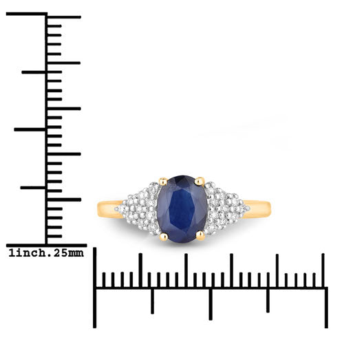 Bids.com 1.73 Carat Genuine Blue Sapphire and White Diamond 14K Yellow Gold Ring Rings White Smoke size 6.00,size 7.00,size 8.00