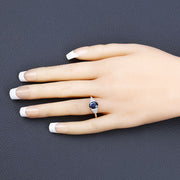 Bids.com 1.73 Carat Genuine Blue Sapphire and White Diamond 14K Yellow Gold Ring Rings Bisque size 6.00,size 7.00,size 8.00