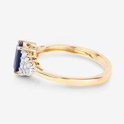 Bids.com 1.73 Carat Genuine Blue Sapphire and White Diamond 14K Yellow Gold Ring Rings White Smoke size 6.00,size 7.00,size 8.00
