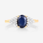 Bids.com 1.73 Carat Genuine Blue Sapphire and White Diamond 14K Yellow Gold Ring Rings Lavender size 6.00,size 7.00,size 8.00