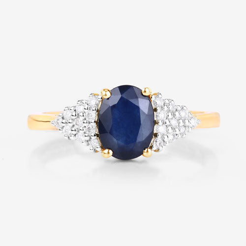 Bids.com 1.73 Carat Genuine Blue Sapphire and White Diamond 14K Yellow Gold Ring Rings Lavender size 6.00,size 7.00,size 8.00