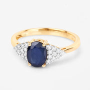 Bids.com 1.73 Carat Genuine Blue Sapphire and White Diamond 14K Yellow Gold Ring Rings White Smoke size 6.00,size 7.00,size 8.00