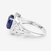 Bids.com 3.31 Carat Genuine Blue Sapphire and White Diamond 14K White Gold Ring Rings White Smoke size 6.00,size 7.00,size 8.00