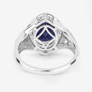 Bids.com 3.31 Carat Genuine Blue Sapphire and White Diamond 14K White Gold Ring Rings White Smoke size 6.00,size 7.00,size 8.00