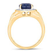 Bids.com 3.31 Carat Genuine Blue Sapphire and White Diamond 14K Yellow Gold Ring Rings White Smoke size 6.00,size 7.00,size 8.00