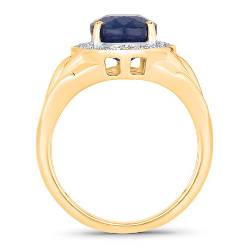 Bids.com 3.31 Carat Genuine Blue Sapphire and White Diamond 14K Yellow Gold Ring Rings White Smoke size 6.00,size 7.00,size 8.00