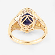 Bids.com 3.31 Carat Genuine Blue Sapphire and White Diamond 14K Yellow Gold Ring Rings White Smoke size 6.00,size 7.00,size 8.00