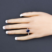 Bids.com 3.28 Carat Genuine Blue Sapphire and White Diamond 14K White Gold Ring Rings Bisque size 6.00,size 7.00,size 8.00