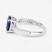 Bids.com 3.28 Carat Genuine Blue Sapphire and White Diamond 14K White Gold Ring Rings White Smoke size 6.00,size 7.00,size 8.00