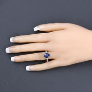 Bids.com 3.28 Carat Genuine Blue Sapphire and White Diamond 14K Yellow Gold Ring Rings Peach Puff size 6.00,size 7.00,size 8.00