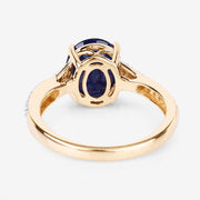 Bids.com 3.28 Carat Genuine Blue Sapphire and White Diamond 14K Yellow Gold Ring Rings White Smoke size 6.00,size 7.00,size 8.00