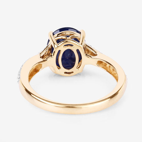 Bids.com 3.28 Carat Genuine Blue Sapphire and White Diamond 14K Yellow Gold Ring Rings White Smoke size 6.00,size 7.00,size 8.00