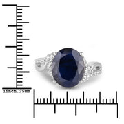 Bids.com 6.54 Carat Genuine Blue Sapphire and White Diamond 14K White Gold Ring Rings White Smoke size 6.00,size 7.00,size 8.00