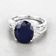 Bids.com 6.54 Carat Genuine Blue Sapphire and White Diamond 14K White Gold Ring Rings Lavender size 6.00,size 7.00,size 8.00