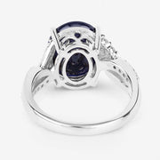 Bids.com 6.54 Carat Genuine Blue Sapphire and White Diamond 14K White Gold Ring Rings White Smoke size 6.00,size 7.00,size 8.00