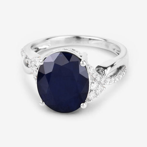 Bids.com 6.54 Carat Genuine Blue Sapphire and White Diamond 14K White Gold Ring Rings Lavender size 6.00,size 7.00,size 8.00