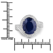 Bids.com 6.52 Carat Genuine Blue Sapphire and White Diamond 14K White Gold Ring Rings White Smoke size 6.00,size 7.00,size 8.00