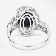 Bids.com 6.52 Carat Genuine Blue Sapphire and White Diamond 14K White Gold Ring Rings White Smoke size 6.00,size 7.00,size 8.00