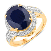Bids.com 6.52 Carat Genuine Blue Sapphire and White Diamond 14K Yellow Gold Ring Rings White Smoke size 6.00,size 7.00,size 8.00