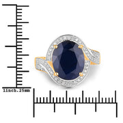 Bids.com 6.52 Carat Genuine Blue Sapphire and White Diamond 14K Yellow Gold Ring Rings White Smoke size 6.00,size 7.00,size 8.00