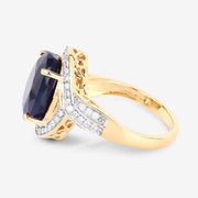 Bids.com 6.52 Carat Genuine Blue Sapphire and White Diamond 14K Yellow Gold Ring Rings White Smoke size 6.00,size 7.00,size 8.00