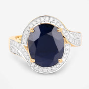 Bids.com 6.52 Carat Genuine Blue Sapphire and White Diamond 14K Yellow Gold Ring Rings White Smoke size 6.00,size 7.00,size 8.00