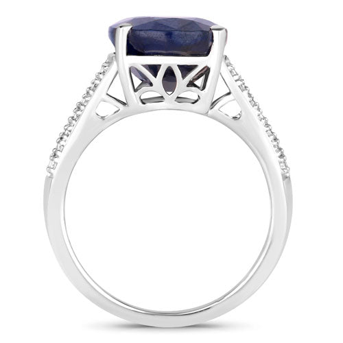 Bids.com 6.49 Carat Genuine Blue Sapphire and White Diamond 14K White Gold Ring Rings White Smoke size 6.00,size 7.00,size 8.00