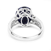 Bids.com 6.49 Carat Genuine Blue Sapphire and White Diamond 14K White Gold Ring Rings White Smoke size 6.00,size 7.00,size 8.00