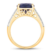 Bids.com 6.49 Carat Genuine Blue Sapphire and White Diamond 14K Yellow Gold Ring Rings White Smoke size 6.00,size 7.00,size 8.00